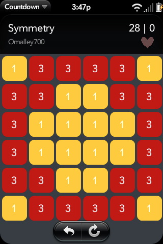 Game page of Countdown Puzzles, my first webOS app